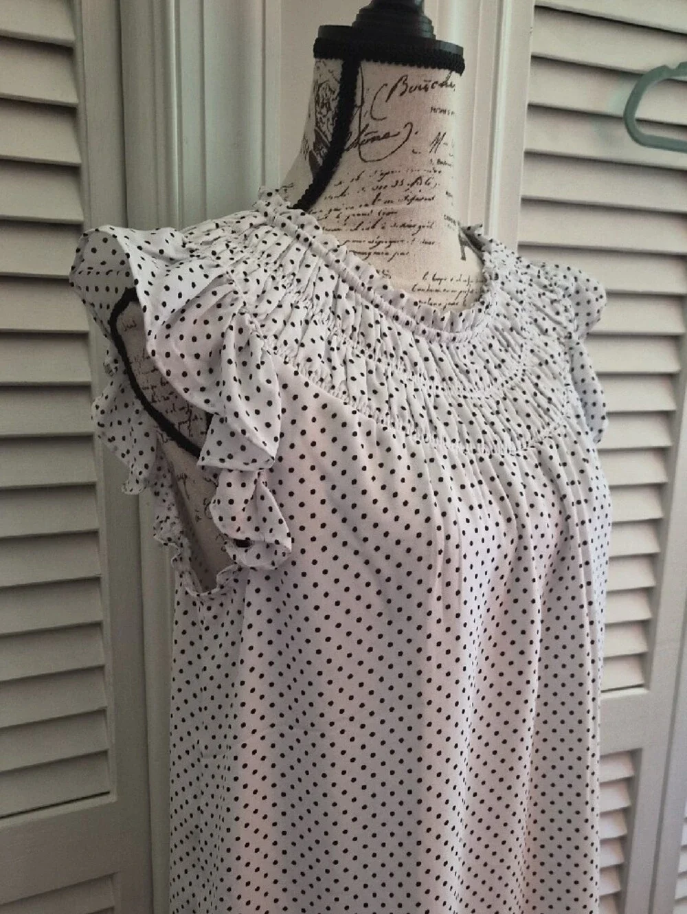 LOFT White Blouse with Black Polka Dots
